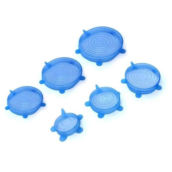 Силіконові кришки універсальні Super stretch silicone lids 6шт багаторазові кришки для зберігання 41253 фото