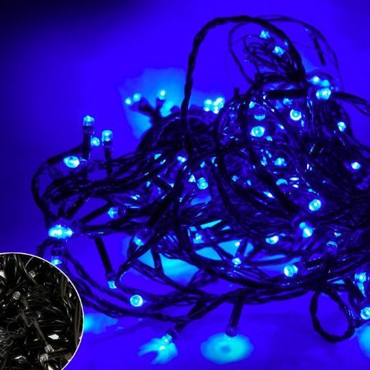 Гірлянда-нитка (String-Lights) 200B-3 внутрішня, з чорним дротом, 10м (Синій колір) 22180 фото