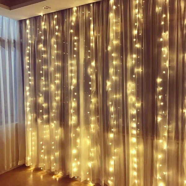 Гірлянда-водоспад (Curtain-Lights) Itrains-480-WW внутрішня, з прозорим проводом, 3*3м (Колір: Білий-теплий) 22130 фото