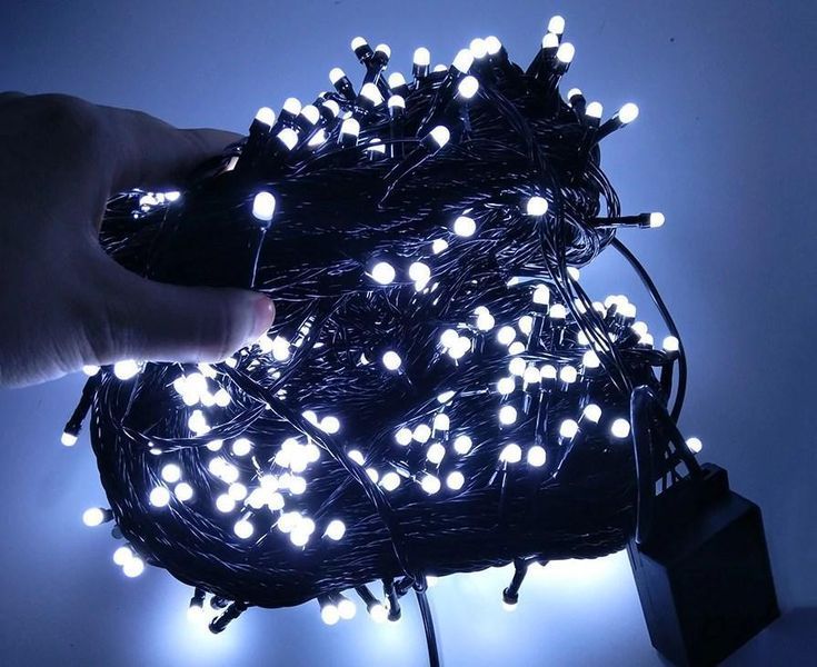Гірлянда-нитка (String-Lights) 100W-6-2 внутрішня, з чорним дротом, 7м (Колір: Білий) 22139 фото