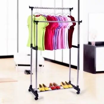 Вішалка стійка для одягу телескопічна Double Pole Mini 41325 фото