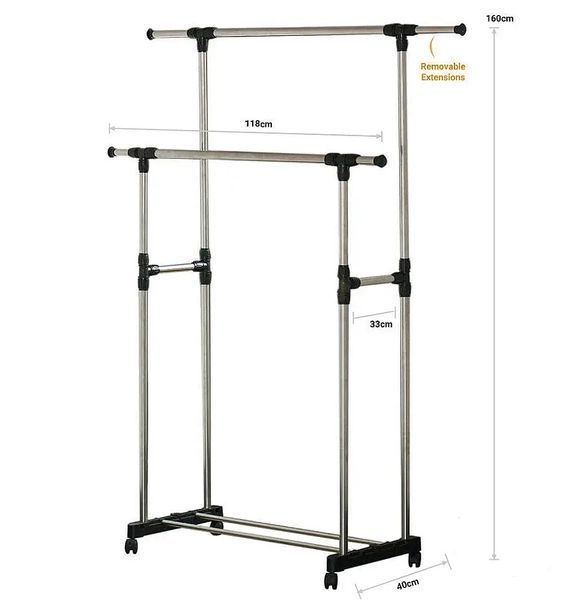 Вішалка стійка для одягу телескопічна Double Pole Mini 41325 фото