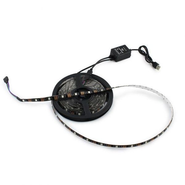 Гірлянда-стрічка (Rope-Lights) SMD5050-RGB Music універсальна, з чорним дротом, 5м (Різнокольорова) 22190 фото