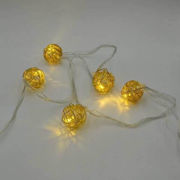 Гірлянда-нитка (String-Lights) Metal Ball 10WW-1 внутрішня, з прозорим проводом, 2м (Колір: Білий-теплий) 22143 фото