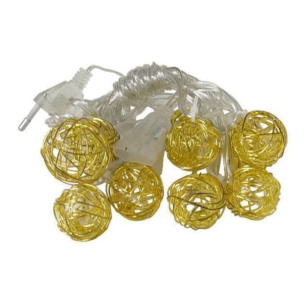 Гірлянда-нитка (String-Lights) Metal Ball 10WW-1 внутрішня, з прозорим проводом, 2м (Колір: Білий-теплий) 22143 фото