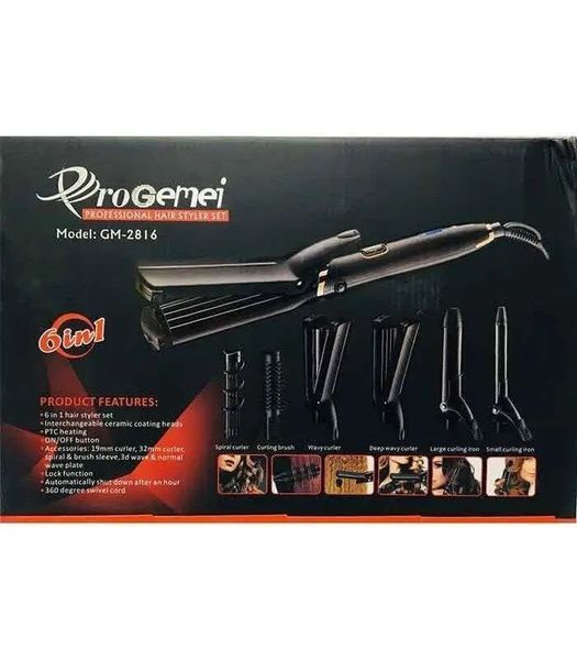 Мультистайлер Gemei GM-2816 плойка, праска, стайлер 6 в 1 41433 фото